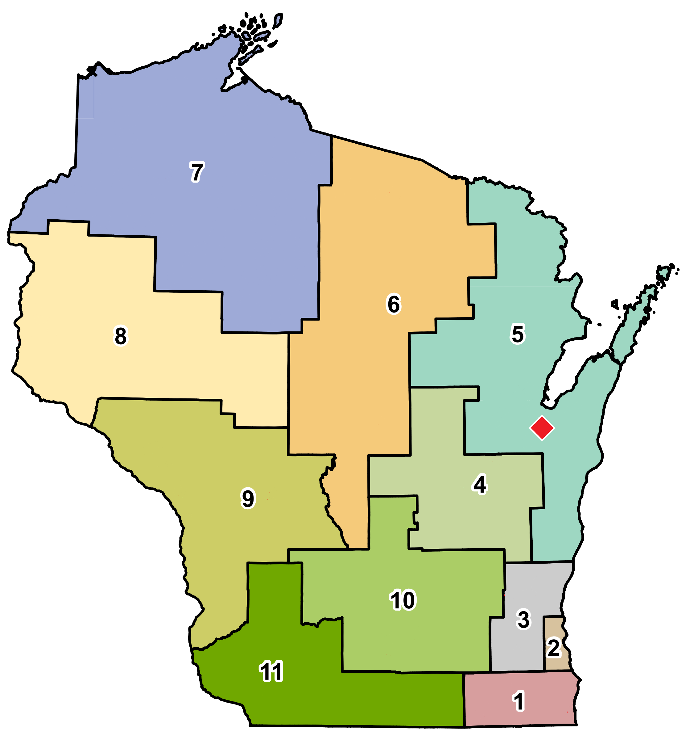 map showing location of De Pere