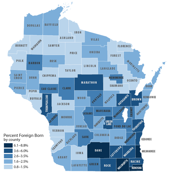 Figure 9: Foreign-Born Population as a Share of Total Population by County